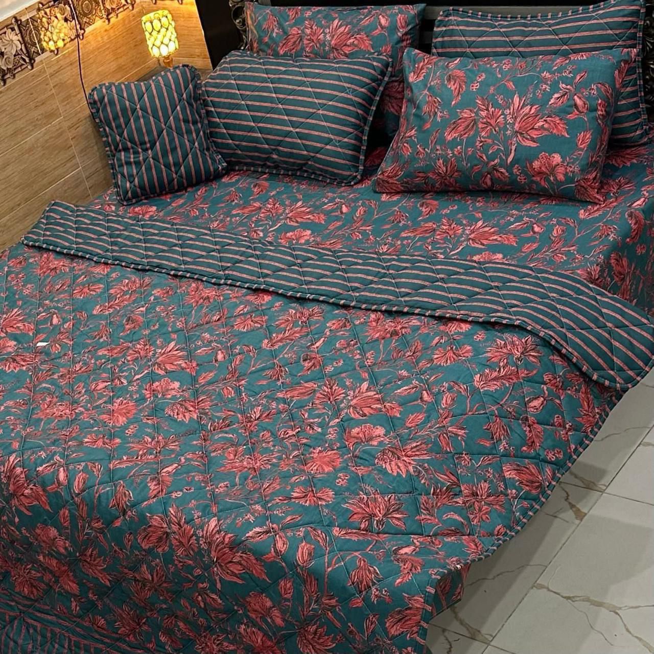 7Pc Mix Cotton Printed Comforter Set