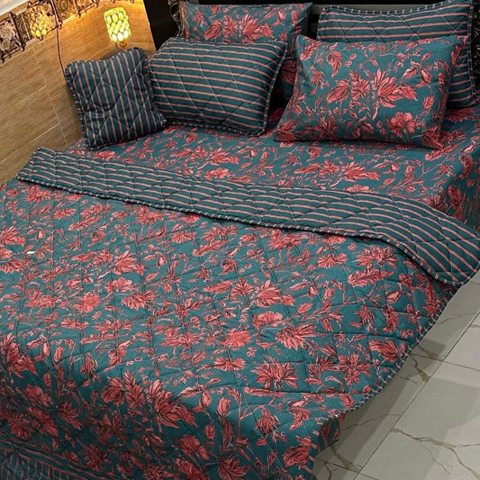 7Pc Mix Cotton Printed Comforter Set
