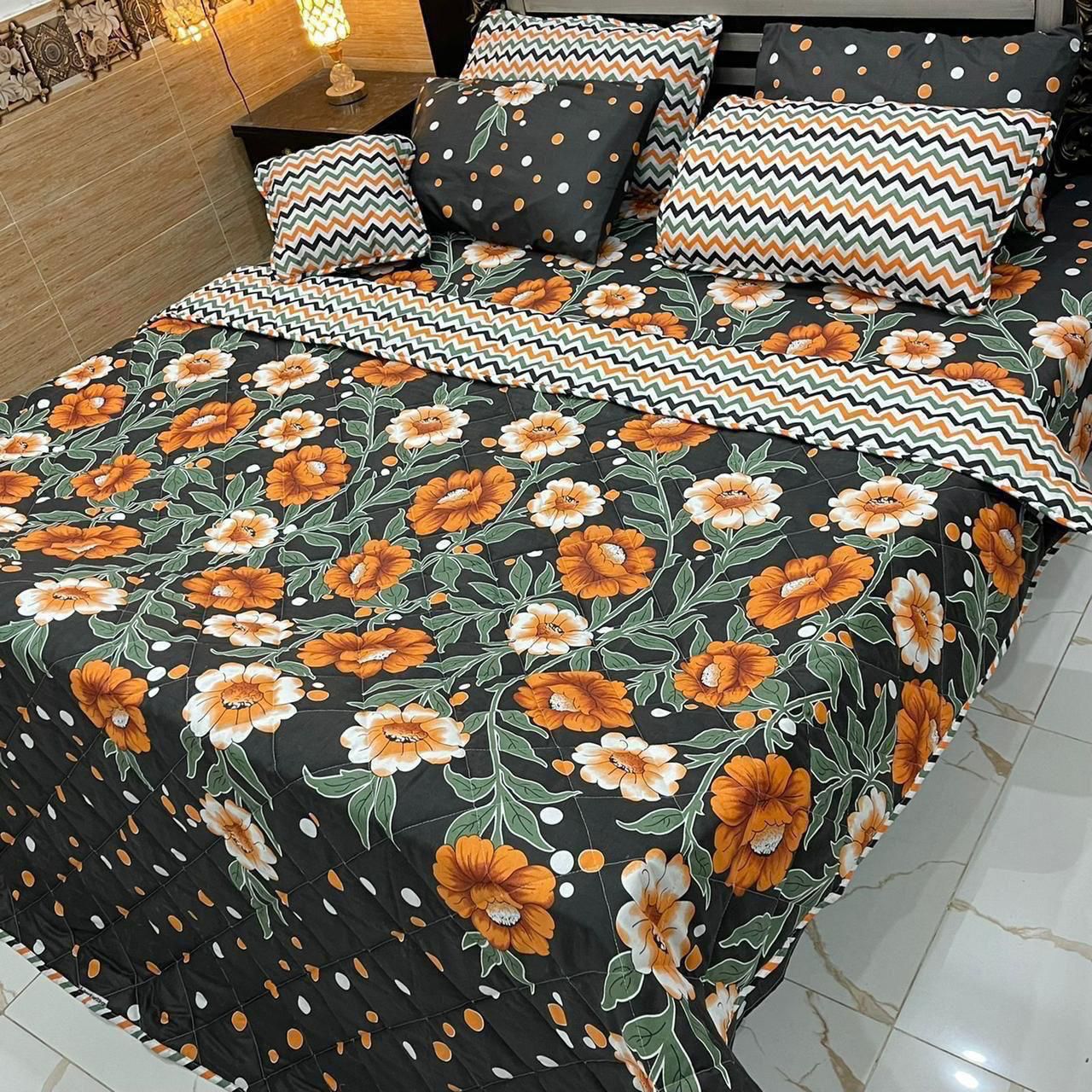 7Pc Mix Cotton Printed Comforter Set