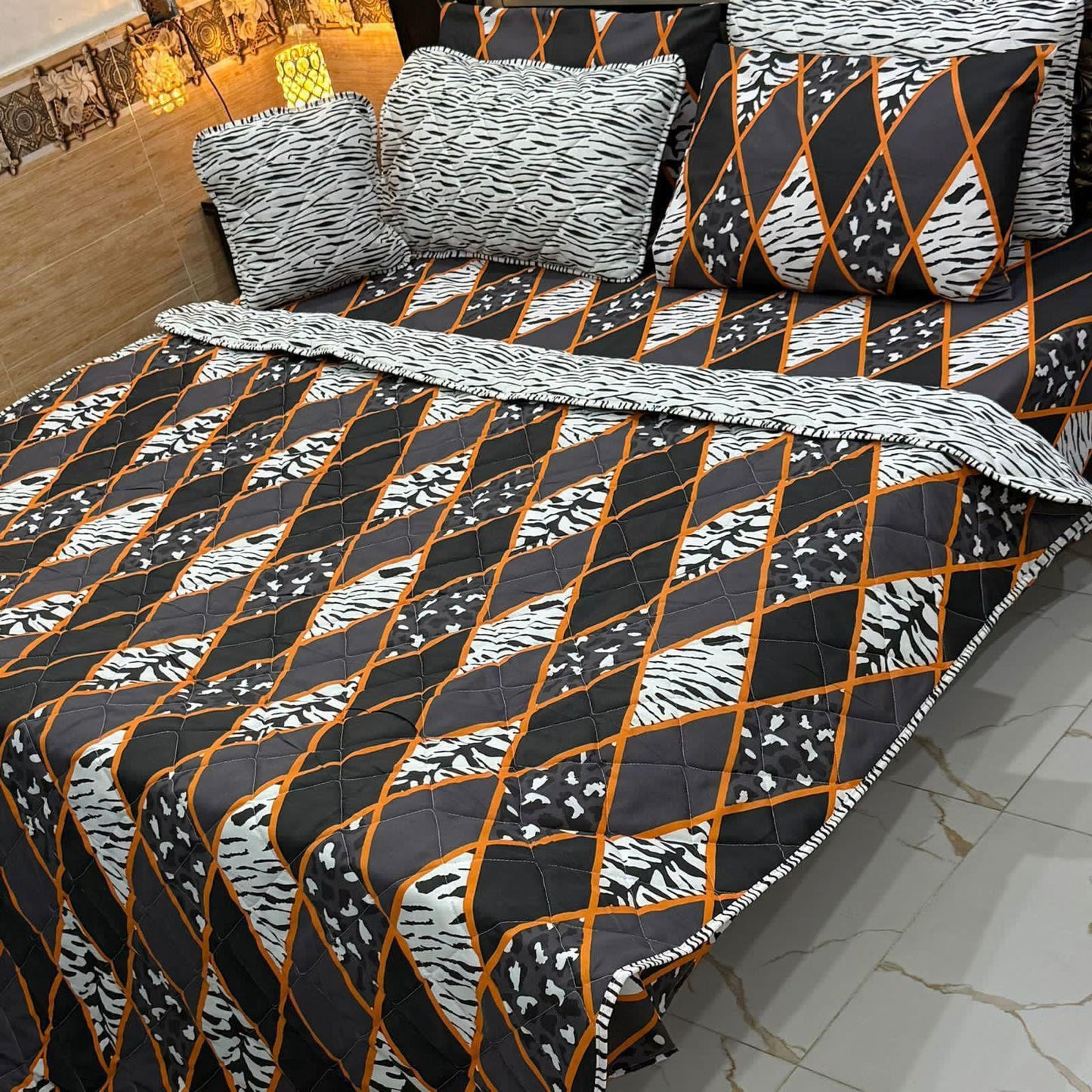 7Pc Mix Cotton Printed Comforter Set