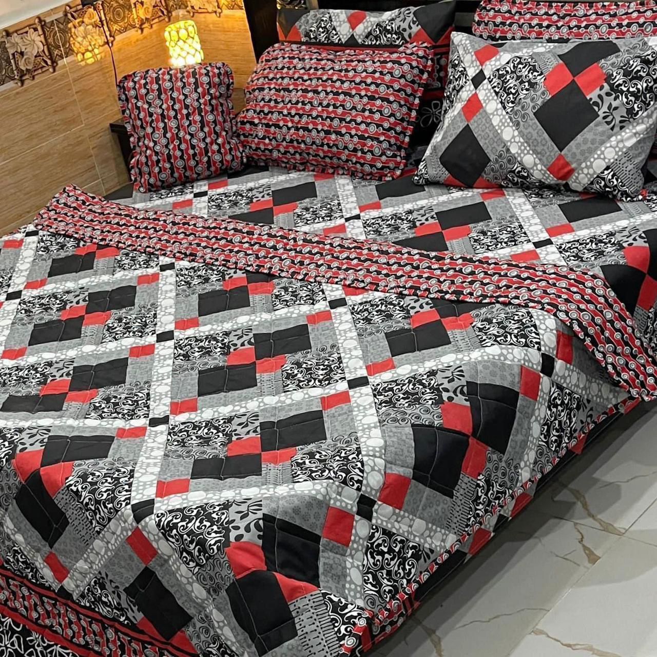 7Pc Mix Cotton Printed Comforter Set