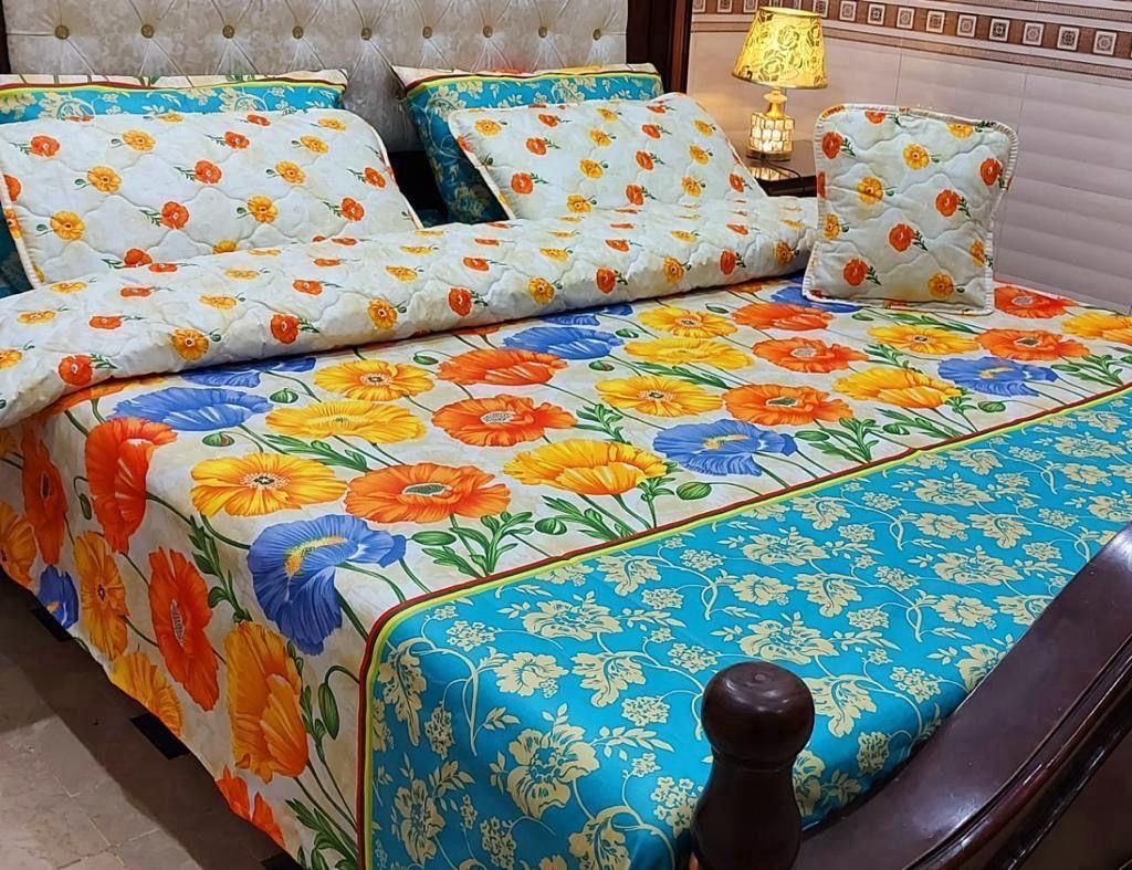 7Pc Mix Cotton Printed Comforter Set