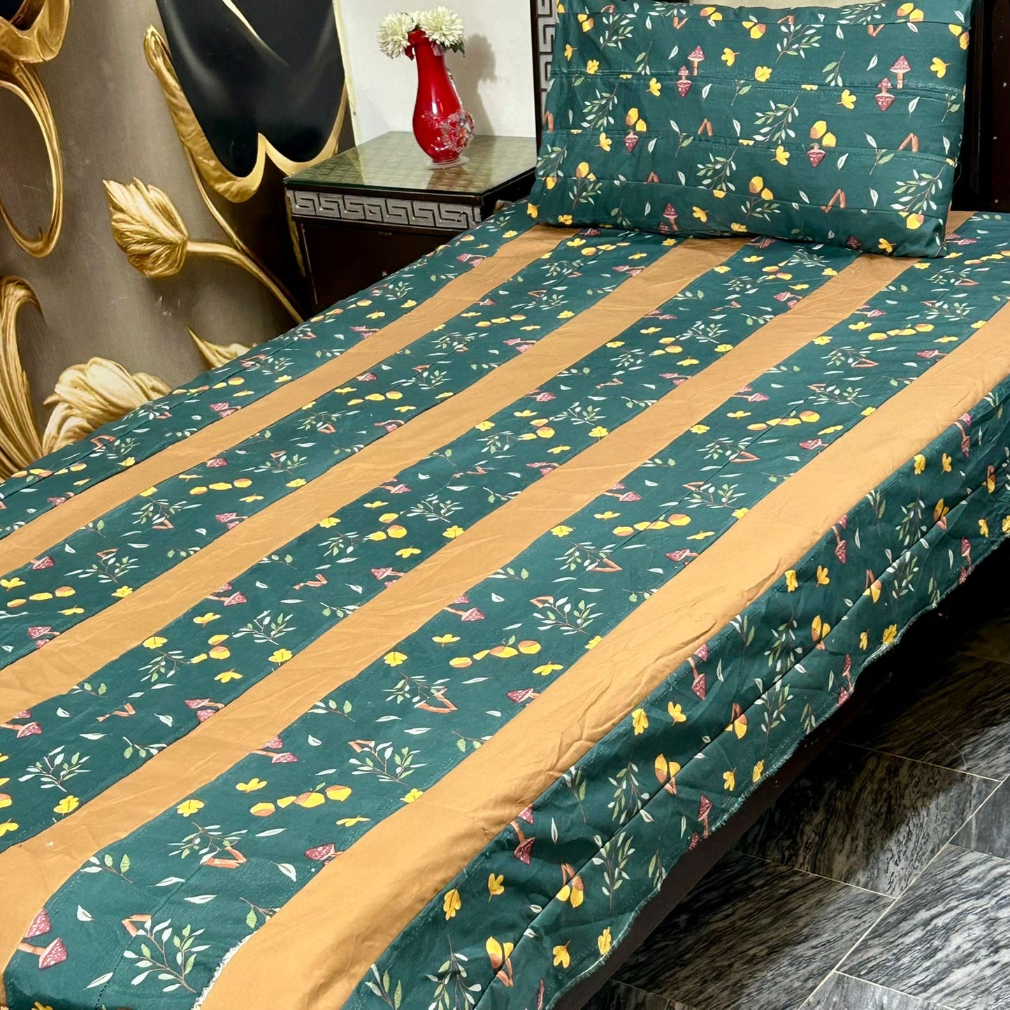 2 PC single Patch work Bedsheet