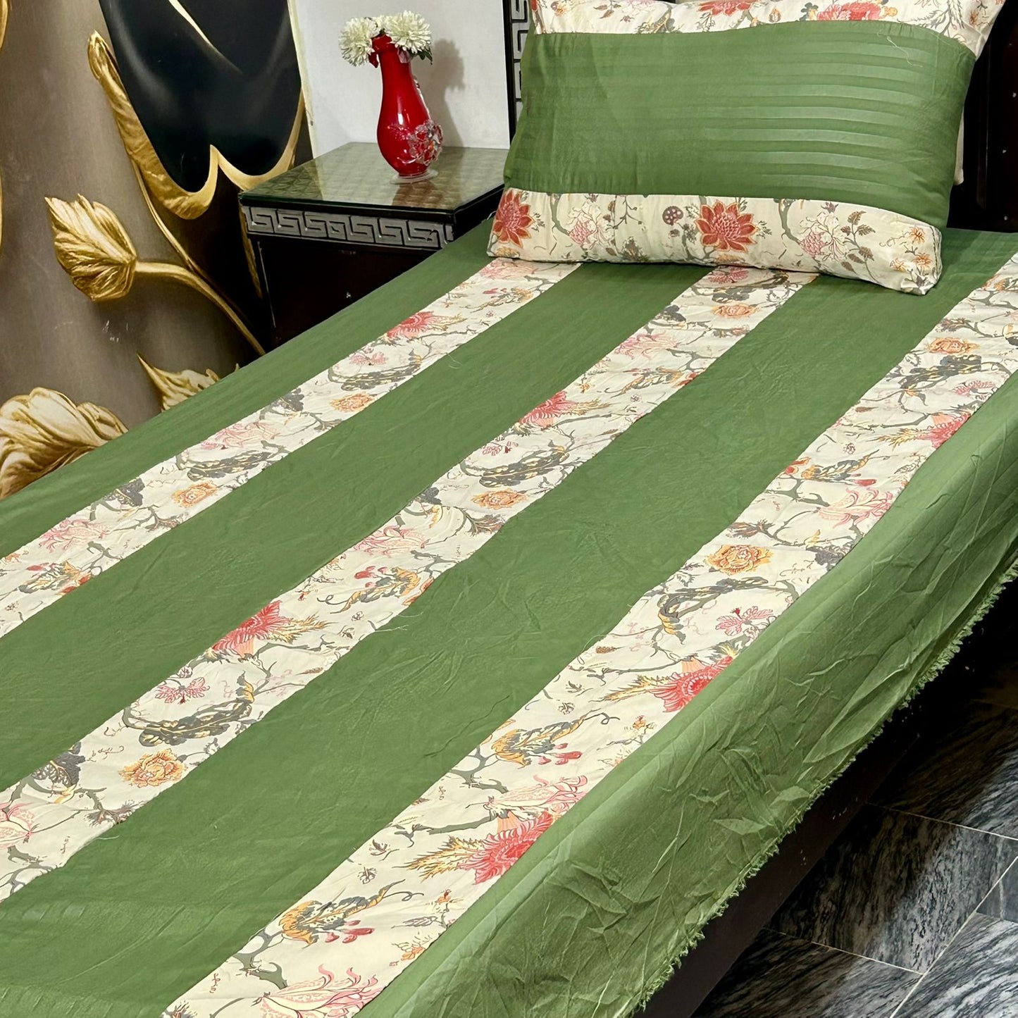 2 PC single Patch work Bedsheet