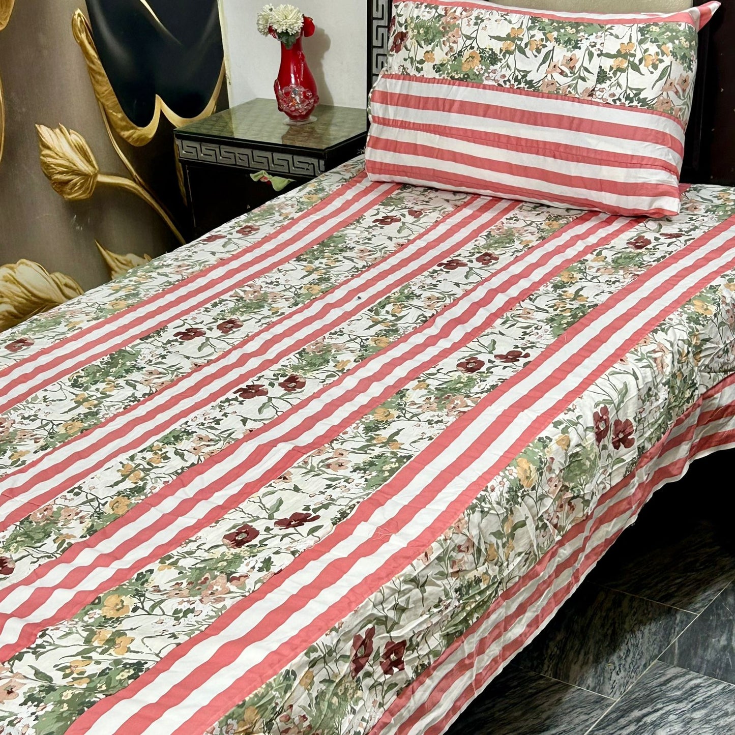 2 PC single Patch work Bedsheet