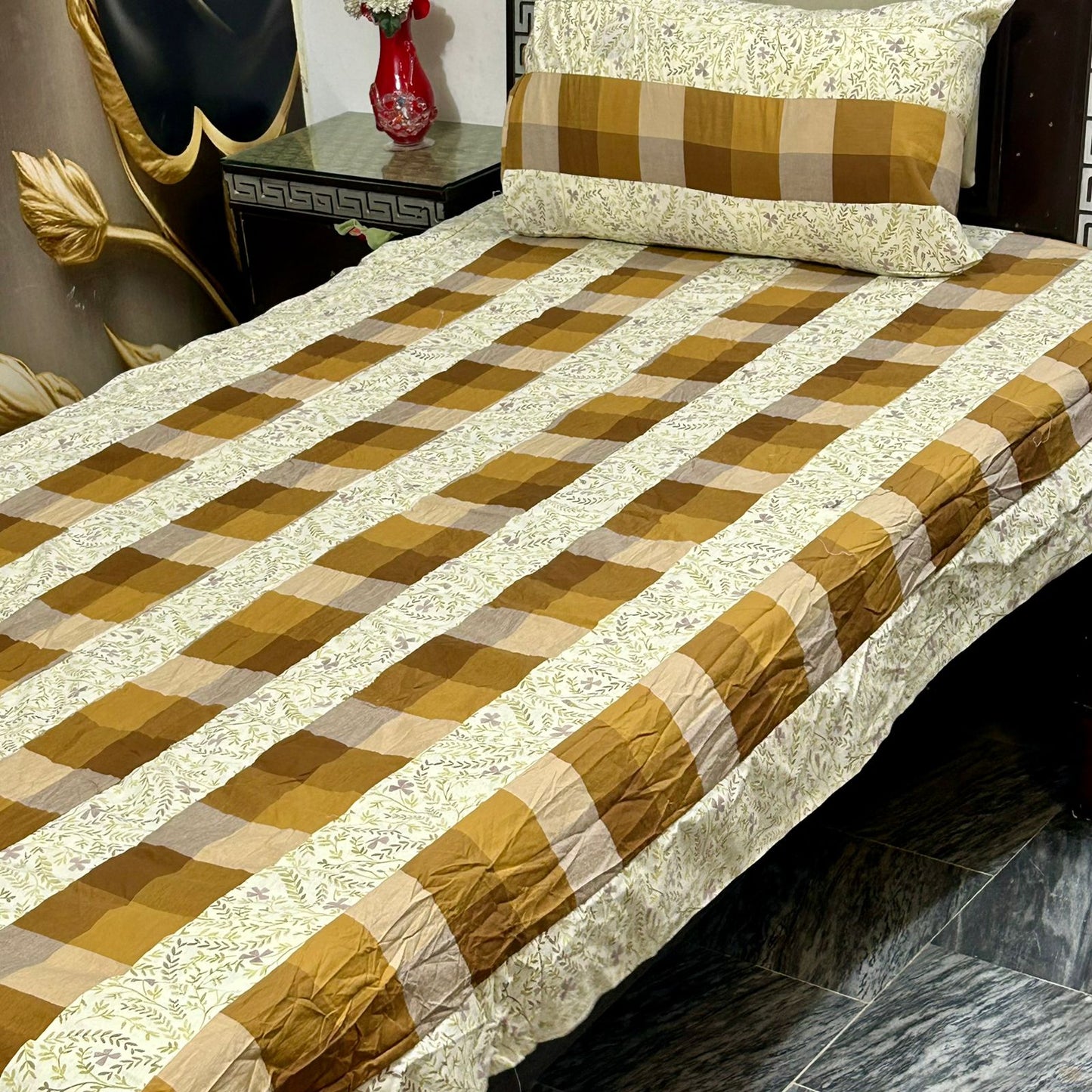 2 PC single Patch work Bedsheet