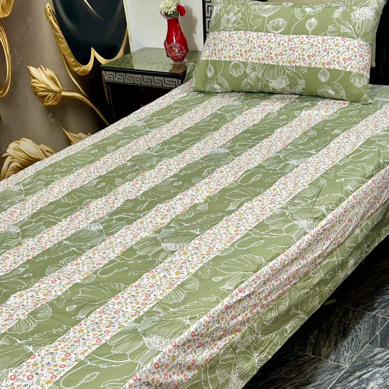 2 PC single Patch work Bedsheet